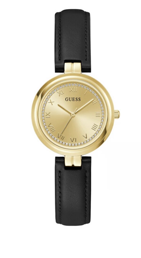 Montre à quartz en cuir - Noir et doré Guess