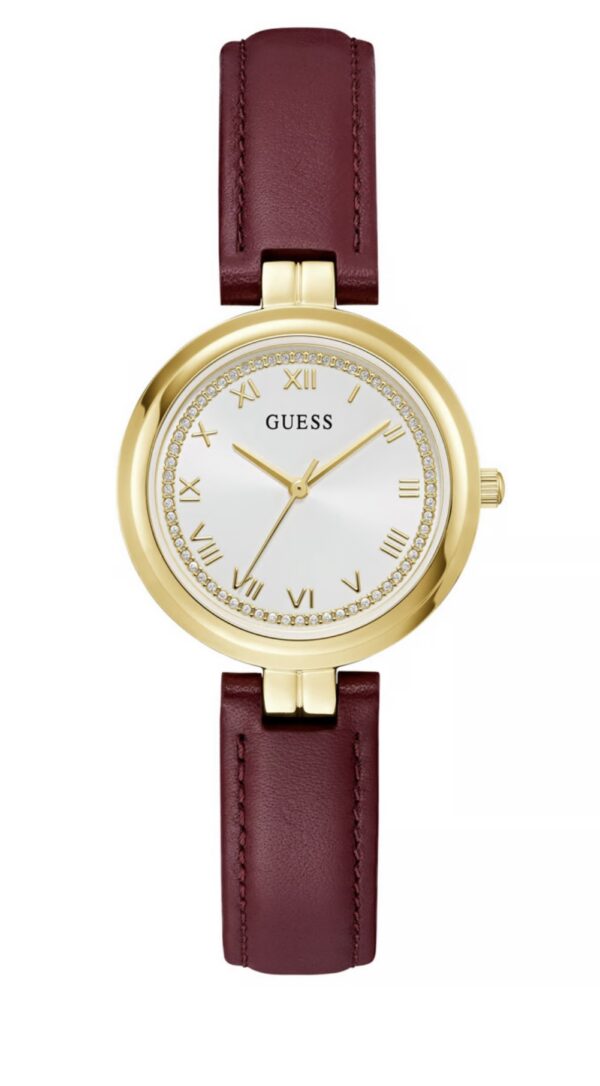 Montre à quartz en cuir - Bordeaux et doré
